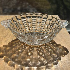 Vintage Anchor Hocking Glass Bowl 1934-1965 Bubble Ladder Depression Handles